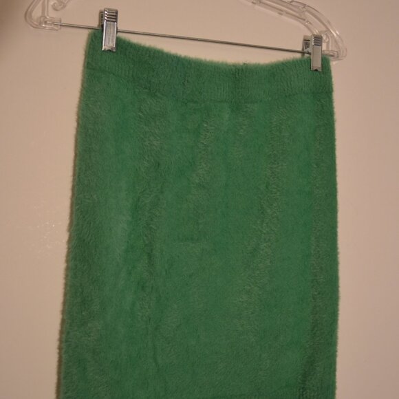 Freshman1996 Green Fluffy Dual Set Mini Skirt & Sleeveless Top Straps V-Neck S - Picture 11 of 13